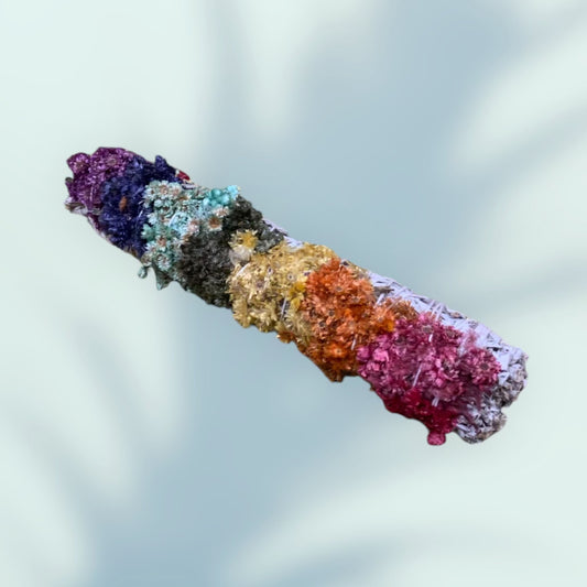 Large White Sage with Chakra Flowers Smudge Stick